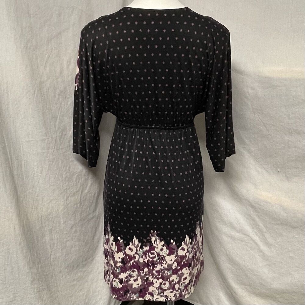 Soma Loungewear Empire Waist Tunic Dress Super Soft Black Purple Floral Sz XS - Picture 7 of 15